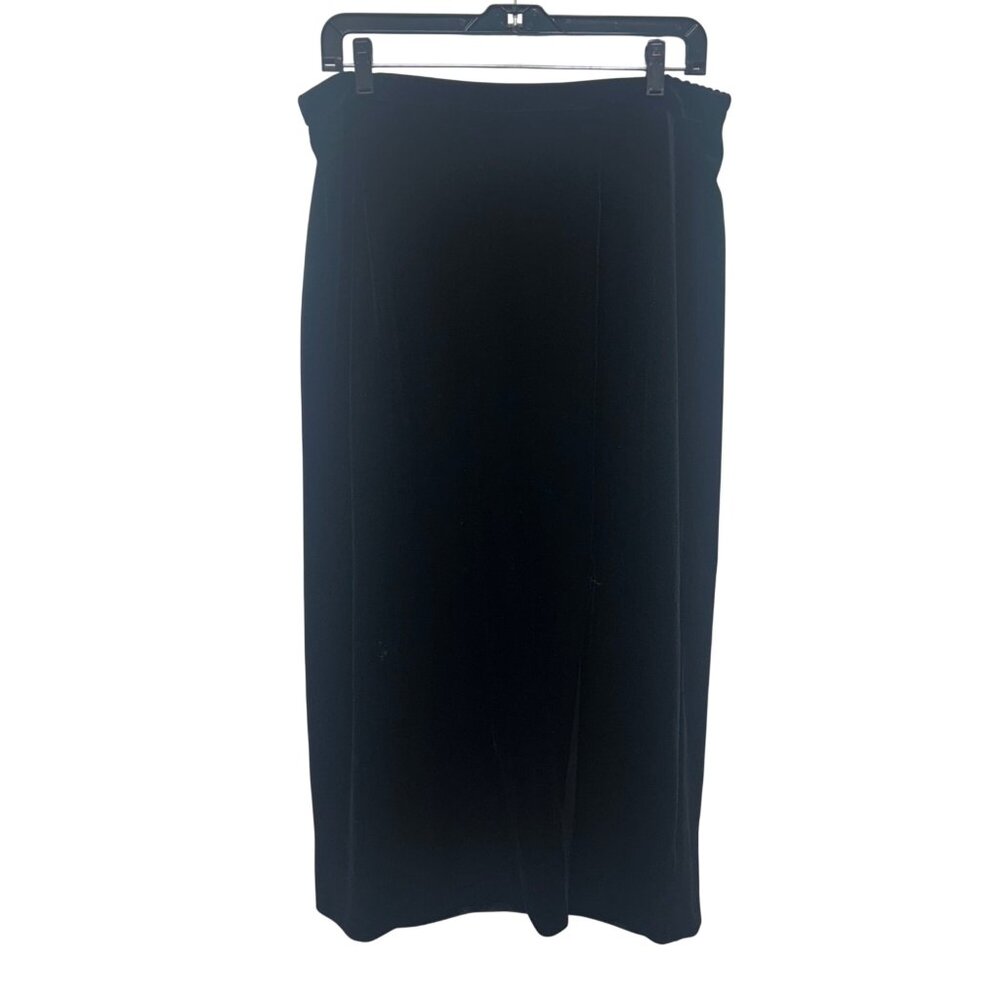 Y2k R&K Evenings Black Velvet Stretch Midi Skirt vintage whimsigoth 14